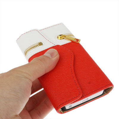 Zipper Double-open Style Leather Case with Credit Card Slot & Lanyard for iPhone 5 & 5s & SE & SE