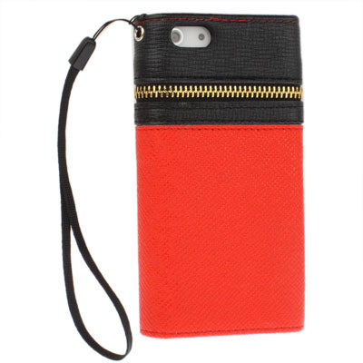 Zipper Double-open Style Leather Case with Credit Card Slot & Lanyard for iPhone 5 & 5s & SE & SE