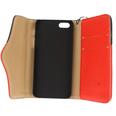 Zipper Double-open Style Leather Case with Credit Card Slot & Lanyard for iPhone 5 & 5s & SE & SE