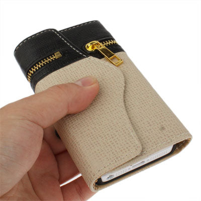 Zipper Double-open Style Leather Case with Credit Card Slot & Lanyard for iPhone 5 & 5s & SE & SE
