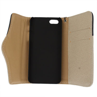 Zipper Double-open Style Leather Case with Credit Card Slot & Lanyard for iPhone 5 & 5s & SE & SE