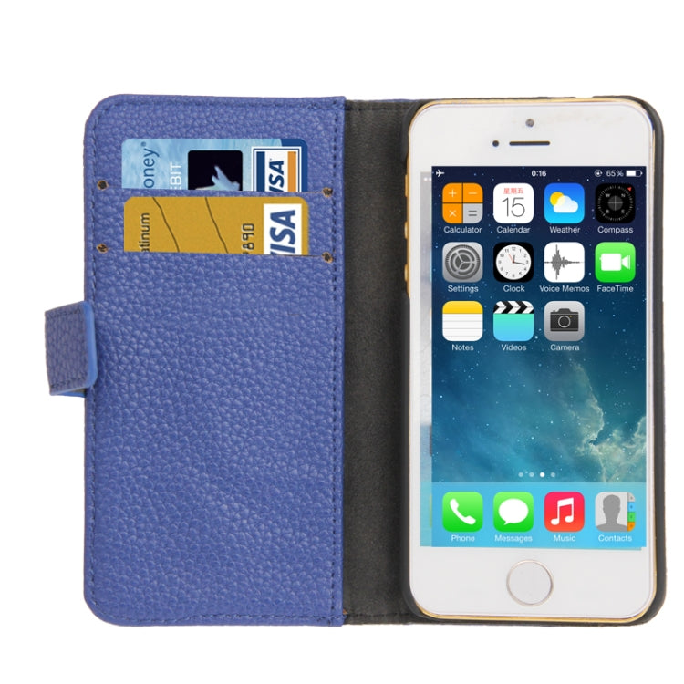 Litchi Texture PU Leather Case with Credit Card Slots & Holder for iPhone 5 & 5s & SE & SE