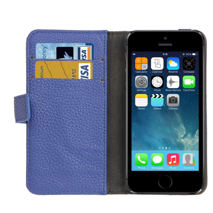 Litchi Texture PU Leather Case with Credit Card Slots & Holder for iPhone 5 & 5s & SE & SE