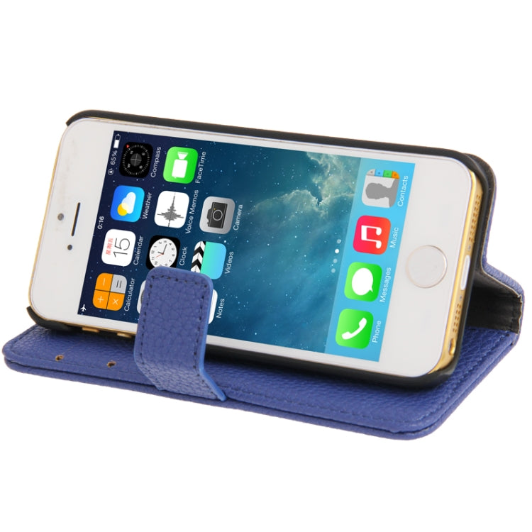 Litchi Texture PU Leather Case with Credit Card Slots & Holder for iPhone 5 & 5s & SE & SE