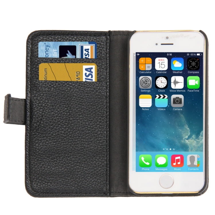 Litchi Texture PU Leather Case with Credit Card Slots & Holder for iPhone 5 & 5s & SE & SE