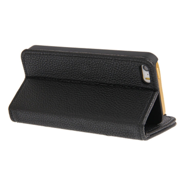 Litchi Texture PU Leather Case with Credit Card Slots & Holder for iPhone 5 & 5s & SE & SE