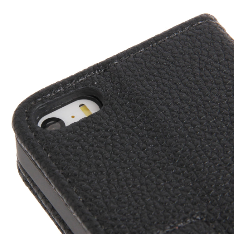 Litchi Texture PU Leather Case with Credit Card Slots & Holder for iPhone 5 & 5s & SE & SE