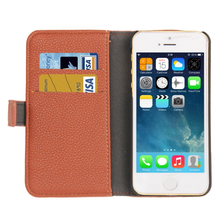 Litchi Texture PU Leather Case with Credit Card Slots & Holder for iPhone 5 & 5s & SE & SE