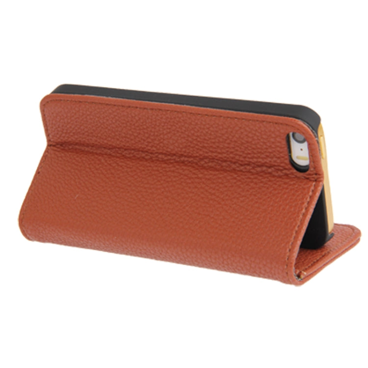Litchi Texture PU Leather Case with Credit Card Slots & Holder for iPhone 5 & 5s & SE & SE
