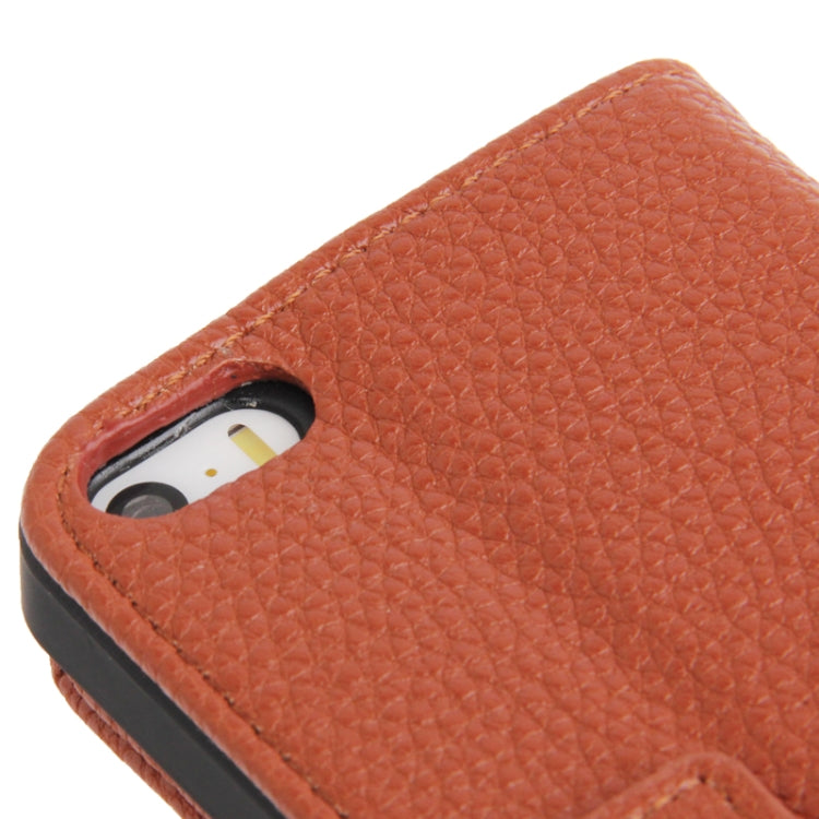 Litchi Texture PU Leather Case with Credit Card Slots & Holder for iPhone 5 & 5s & SE & SE