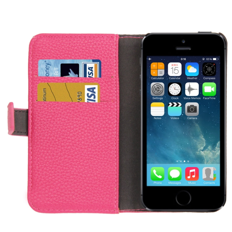 Litchi Texture PU Leather Case with Credit Card Slots & Holder for iPhone 5 & 5s & SE & SE