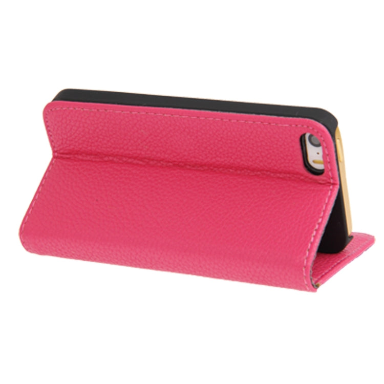 Litchi Texture PU Leather Case with Credit Card Slots & Holder for iPhone 5 & 5s & SE & SE