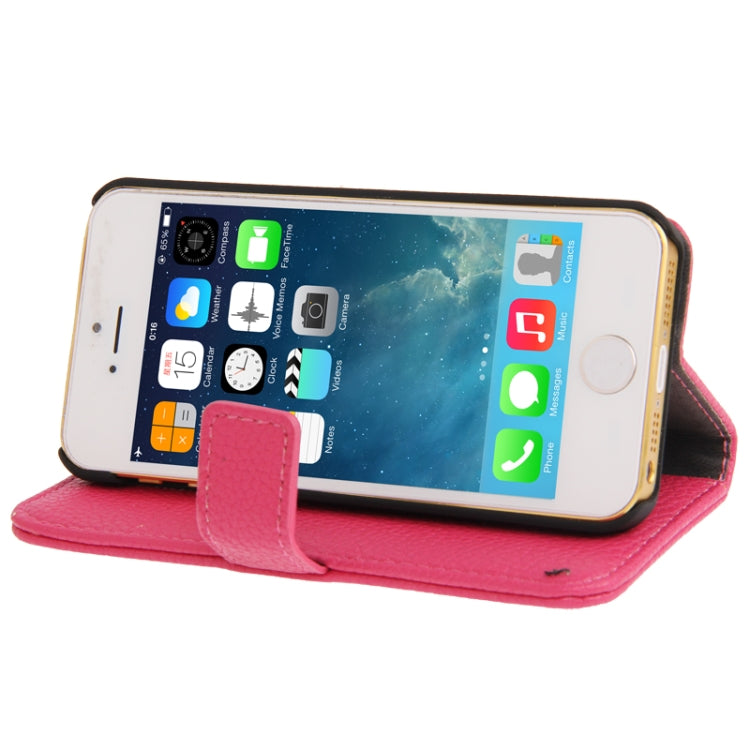 Litchi Texture PU Leather Case with Credit Card Slots & Holder for iPhone 5 & 5s & SE & SE