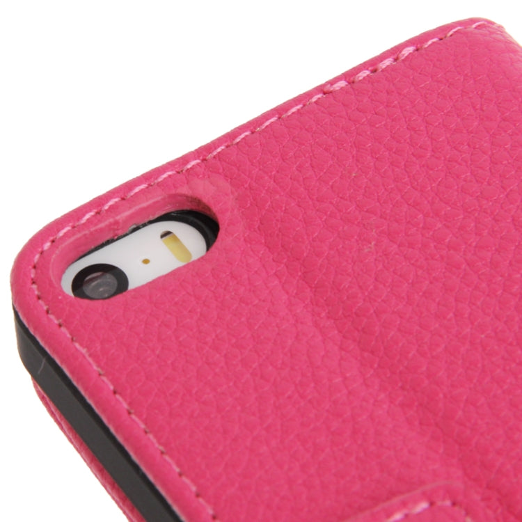 Litchi Texture PU Leather Case with Credit Card Slots & Holder for iPhone 5 & 5s & SE & SE