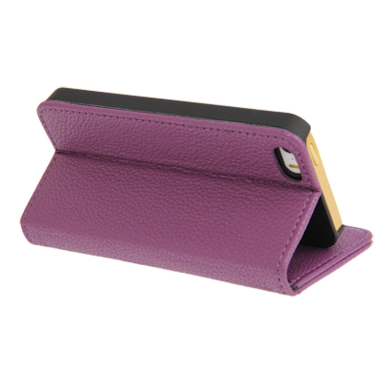 Litchi Texture PU Leather Case with Credit Card Slots & Holder for iPhone 5 & 5s & SE & SE