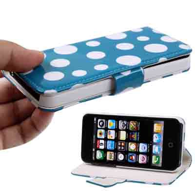 Dot Pattern Leather Case with Holder for iPhone 5