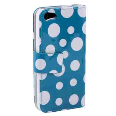 Dot Pattern Leather Case with Holder for iPhone 5