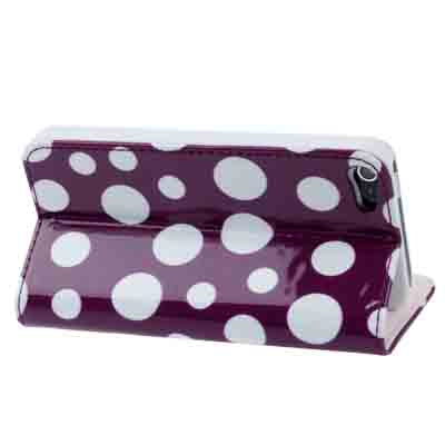 Dot Pattern Leather Case with Holder for iPhone 5