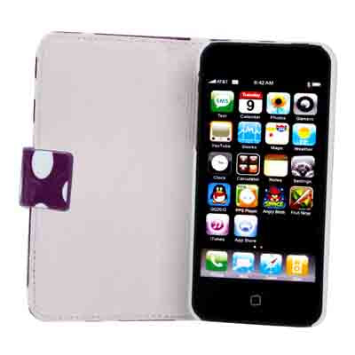 Dot Pattern Leather Case with Holder for iPhone 5