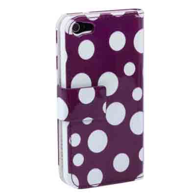 Dot Pattern Leather Case with Holder for iPhone 5
