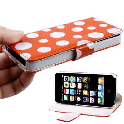 Dot Pattern Leather Case with Holder for iPhone 5
