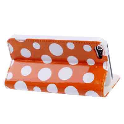 Dot Pattern Leather Case with Holder for iPhone 5