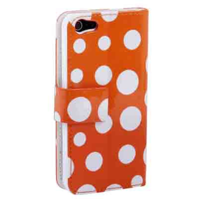 Dot Pattern Leather Case with Holder for iPhone 5