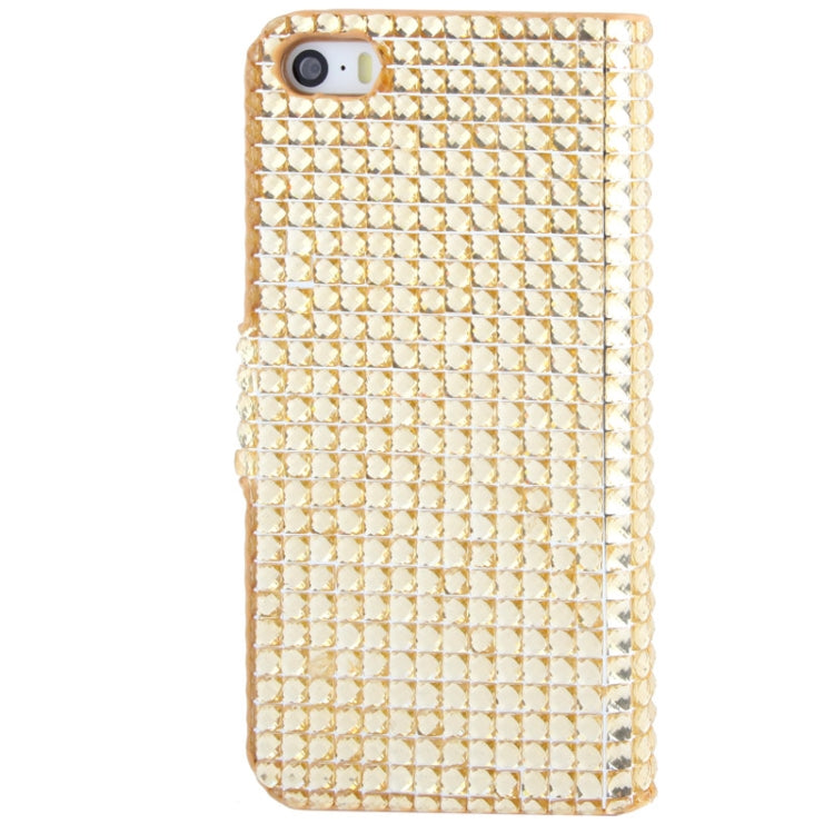 Rubbery Diamond Encrusted Horizontal Flip Leather Case with Credit Card Slots for iPhone 5 & 5s & SE & SE