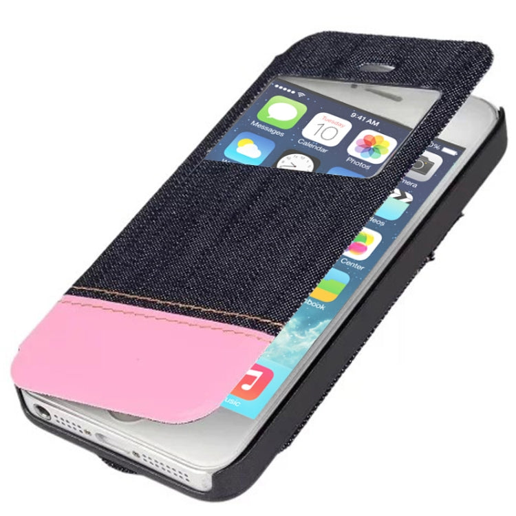 Jeans Style Horizontal Flip Leather Case with Credit Card Slots & Call Display ID for iPhone 5 & 5s & SE & SE