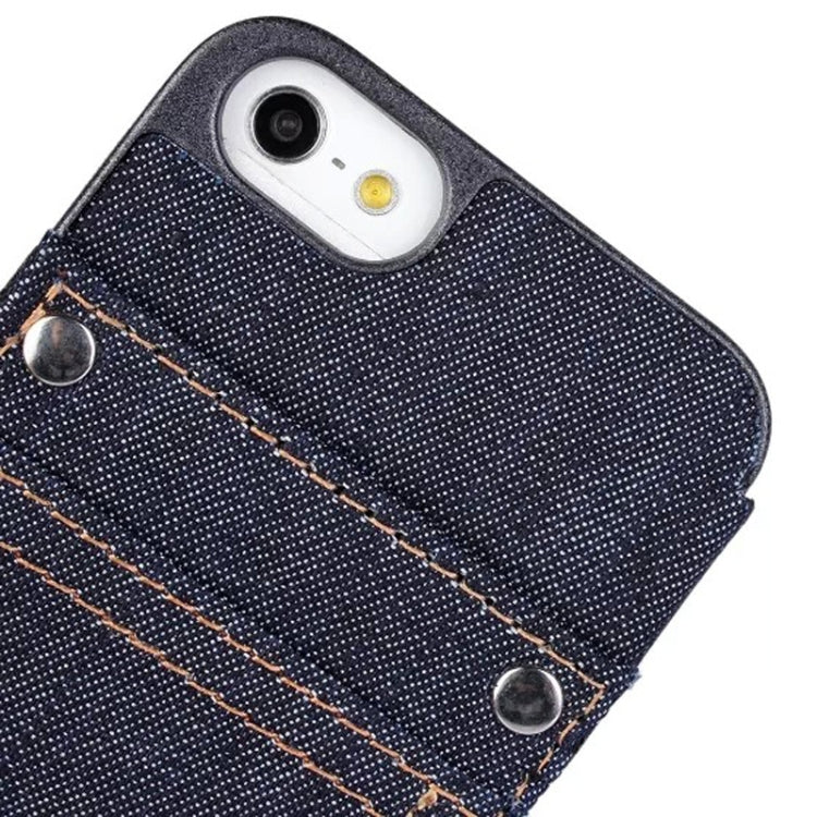 Jeans Style Horizontal Flip Leather Case with Credit Card Slots & Call Display ID for iPhone 5 & 5s & SE & SE