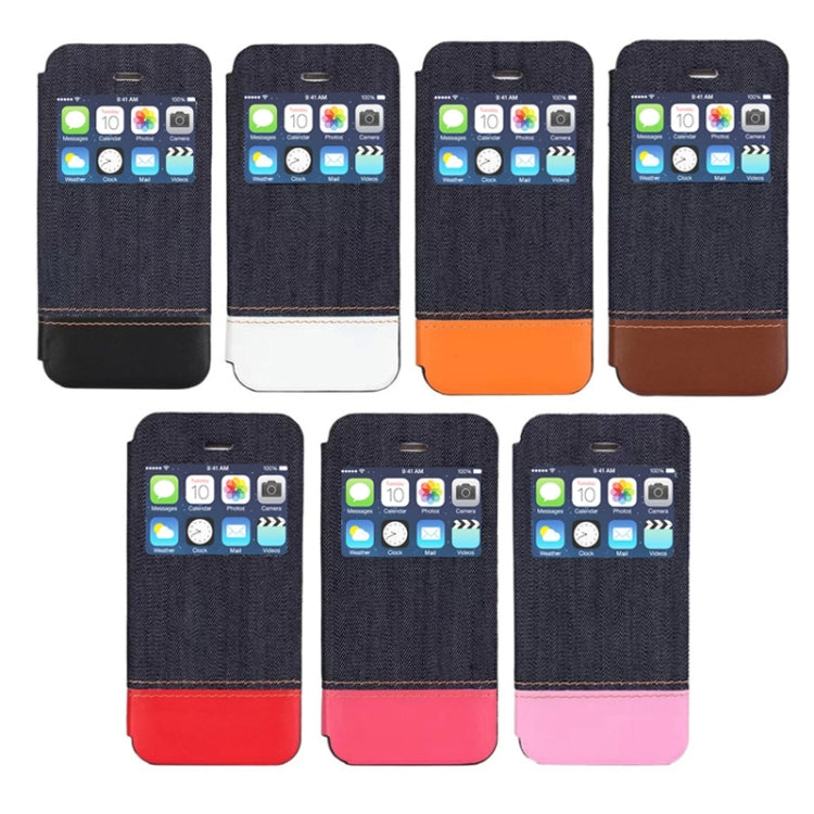 Jeans Style Horizontal Flip Leather Case with Credit Card Slots & Call Display ID for iPhone 5 & 5s & SE & SE