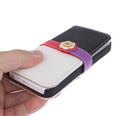Plum Flower Button Flip Leather Wallet Case Cover with Credit Card Slot & Lanyard for iPhone 5 & 5s & SE