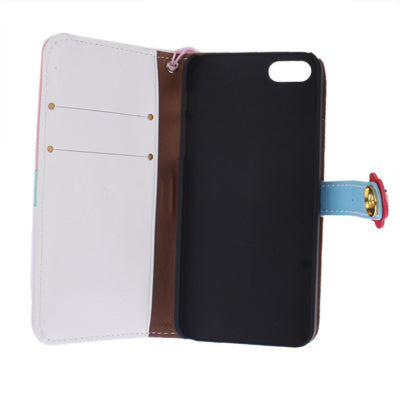 Plum Flower Button Flip Leather Wallet Case Cover with Credit Card Slot & Lanyard for iPhone 5 & 5s & SE