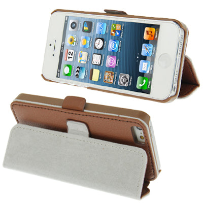 2-fold Leather Case with Holder for iPhone 5 & 5s & SE & SE