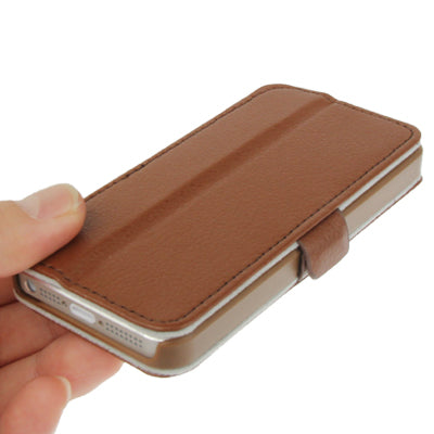 2-fold Leather Case with Holder for iPhone 5 & 5s & SE & SE