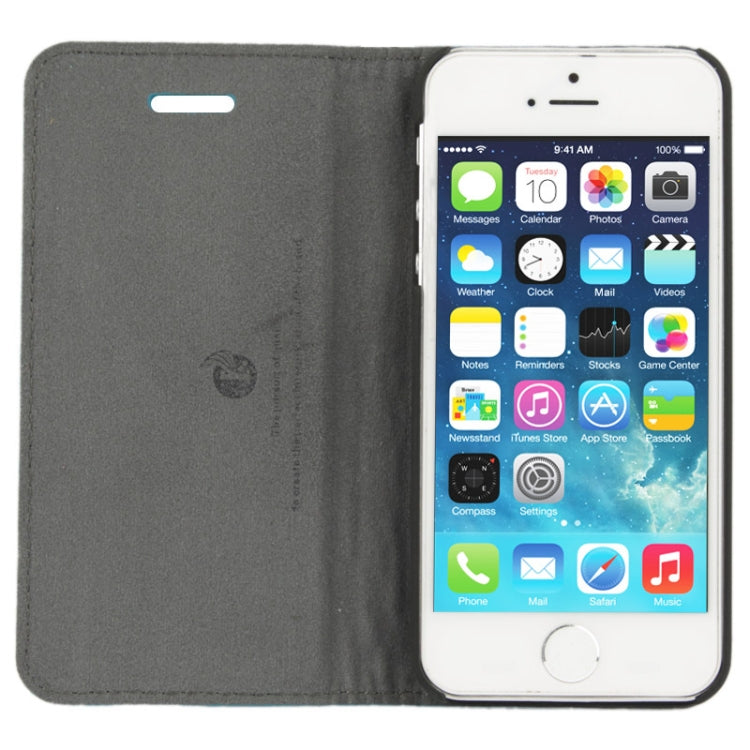 Litchi Texture Flip Top-grain Genuine Leather Case with Holder for iPhone 5 & 5s & SE & SE