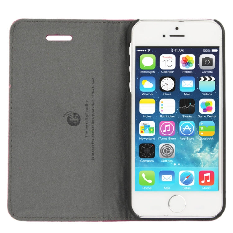 Litchi Texture Flip Top-grain Genuine Leather Case with Holder for iPhone 5 & 5s & SE & SE