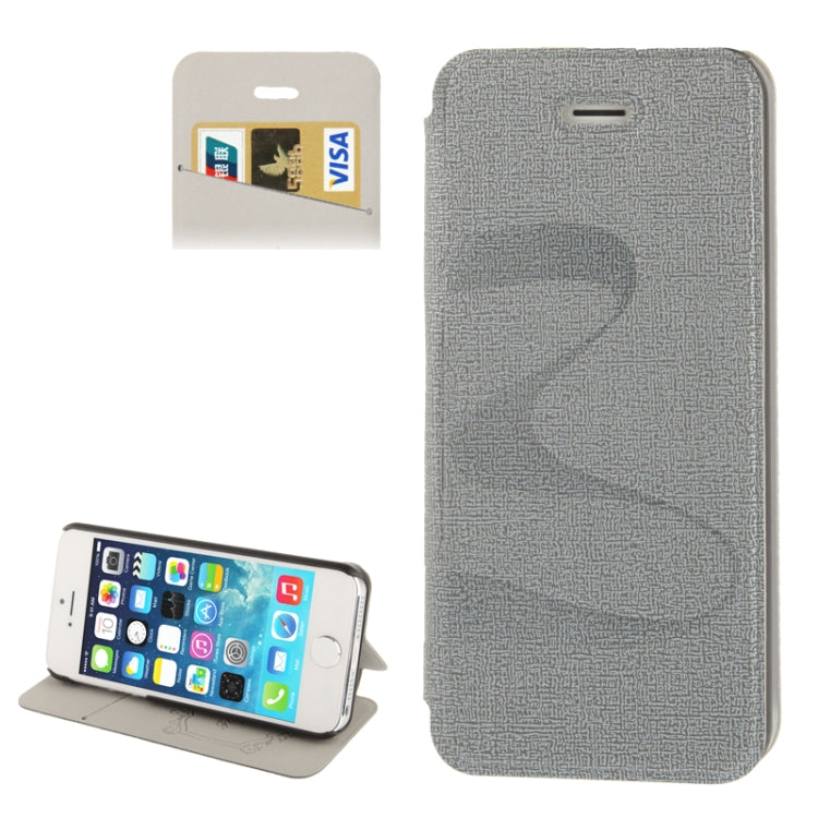 Oracle  Texture Embossing Pattern Leather Case with Credit Card Slots & Butterfly Holder for iPhone 5 & 5s & SE & SE (Grey)