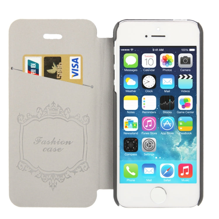 Oracle  Texture Embossing Pattern Leather Case with Credit Card Slots & Butterfly Holder for iPhone 5 & 5s & SE & SE (Grey)