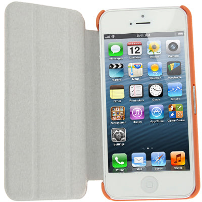 3-folding Penny Round Texture Horizontal Flip Genuine Leather Case for iPhone 5 & 5s & SE & SE