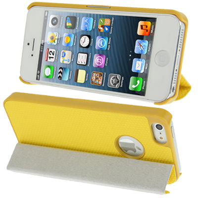 3-folding Penny Round Texture Horizontal Flip Genuine Leather Case for iPhone 5 & 5s & SE & SE