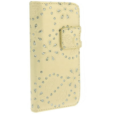 Diamond Encrusted Leather Case with Credit Card Slots & Holder for iPhone 5 & 5s & SE & SE