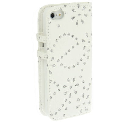 Diamond Encrusted Leather Case with Credit Card Slots & Holder for iPhone 5 & 5s & SE & SE