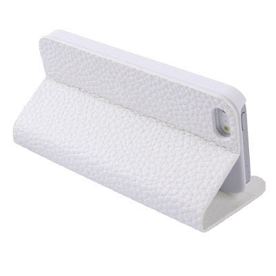 Litchi Pattern Horizontal Flip Diamond Encrusted Apple Leather Case with Credit Card Slot & Holder for iPhone 5 & 5s & SE & SE  (White)