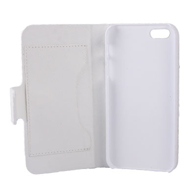Litchi Pattern Horizontal Flip Diamond Encrusted Apple Leather Case with Credit Card Slot & Holder for iPhone 5 & 5s & SE & SE  (White)
