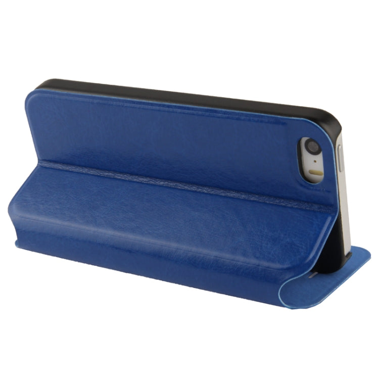 Crazy Horse Texture Leather Case with Call Display ID & Holder for iPhone 5 & 5s & SE & SE