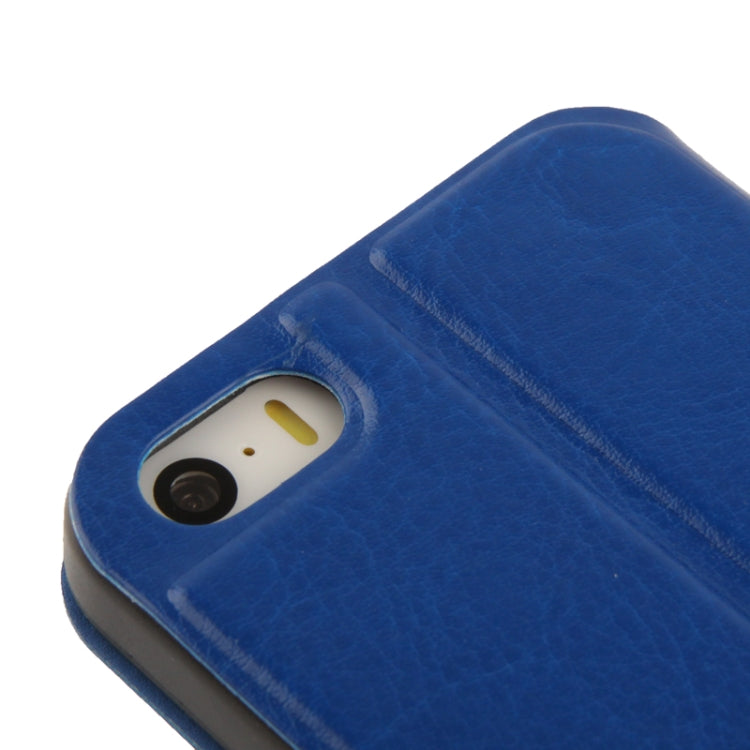 Crazy Horse Texture Leather Case with Call Display ID & Holder for iPhone 5 & 5s & SE & SE