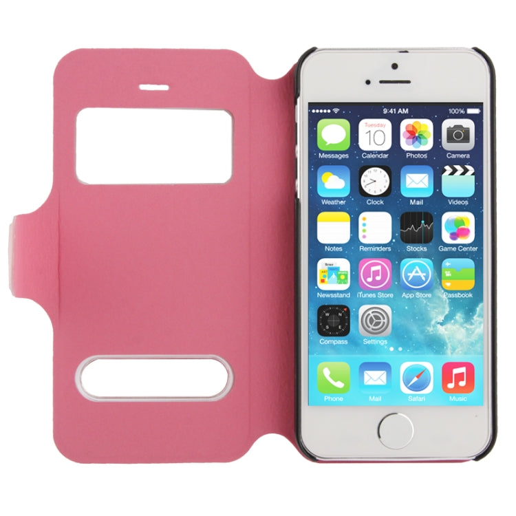 Crazy Horse Texture Leather Case with Call Display ID & Holder for iPhone 5 & 5s & SE & SE