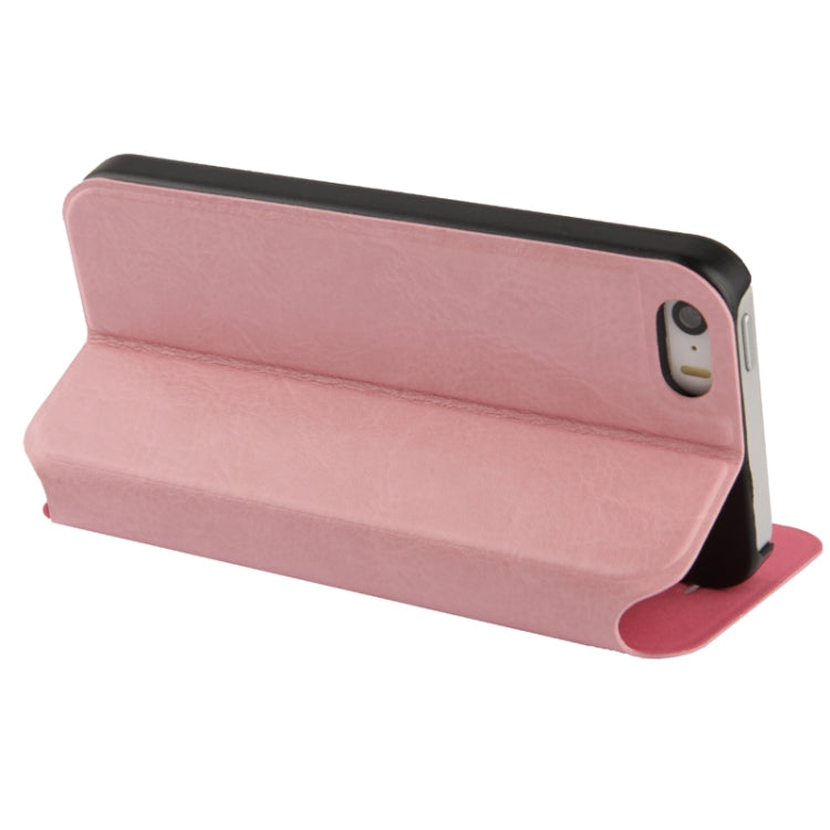 Crazy Horse Texture Leather Case with Call Display ID & Holder for iPhone 5 & 5s & SE & SE