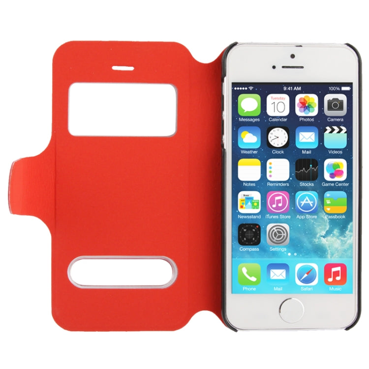 Crazy Horse Texture Leather Case with Call Display ID & Holder for iPhone 5 & 5s & SE & SE